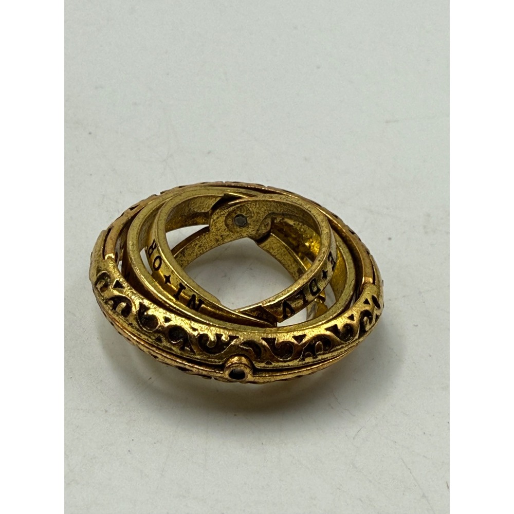 Astronomical Armillary Sphere Ring Gold Tone Zodiac Celestial Folding Band 6.5